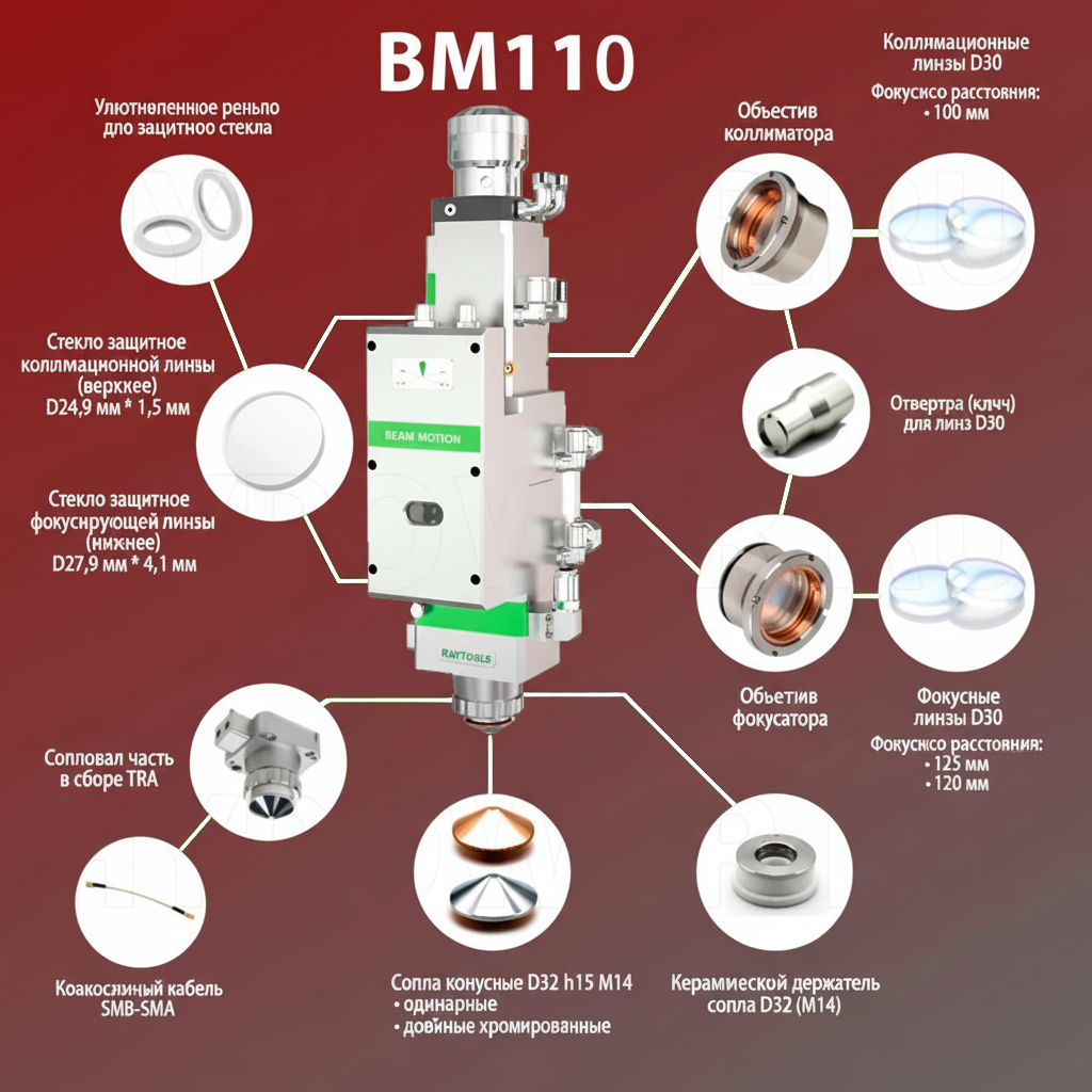 Лазерная голова Raytools BM110 3.3 кВт Автофокус